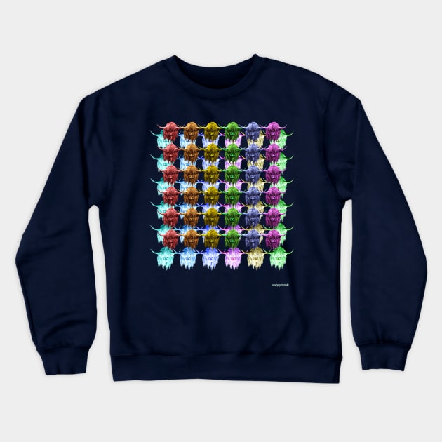 Pride O' The Herd Scottish Highland Cows LGBTQ Crewneck Sweatshirt by brodyquixote